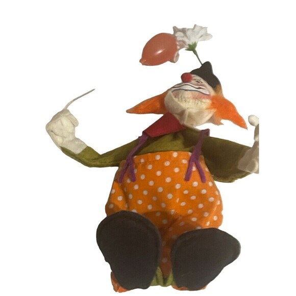 Vintage 1990 Annalee Doll 10" Hobo Circus Clown with Orange Hair, Balloon, & Tag - Picture 10 of 16